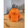 3D Baskı Kapüşonlu Sweatshirt Kalemlik - Masaüstü Organizer-Turuncu