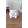 3D Baskı Kitap Okuyan Saksı - Kupa Tutan Sevimli Saksı-Beyaz