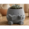 3D Baskı Kitap Okuyan Saksı - Kupa Tutan Sevimli Saksı-Gri