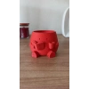 3D Baskı Kitap Okuyan Saksı - Kupa Tutan Sevimli Saksı-Kırmızı