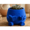 3D Baskı Kitap Okuyan Saksı - Kupa Tutan Sevimli Saksı-Mavi