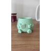 3D Baskı Kitap Okuyan Saksı - Kupa Tutan Sevimli Saksı-Mint