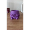 3D Baskı Kitap Okuyan Saksı - Kupa Tutan Sevimli Saksı-Mor