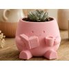 3D Baskı Kitap Okuyan Saksı - Kupa Tutan Sevimli Saksı-Pembe