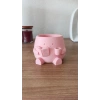 3D Baskı Kitap Okuyan Saksı - Kupa Tutan Sevimli Saksı-Pembe