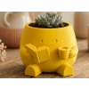 3D Baskı Kitap Okuyan Saksı - Kupa Tutan Sevimli Saksı-Sarı