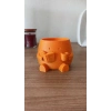 3D Baskı Kitap Okuyan Saksı - Kupa Tutan Sevimli Saksı-Turuncu