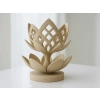 3D Baskı Lotus Çiçeği Mumluk - Dekoratif Tealight Mumluk-Bej