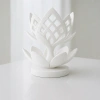 3D Baskı Lotus Çiçeği Mumluk - Dekoratif Tealight Mumluk-Beyaz