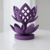 3D Baskı Lotus Çiçeği Mumluk - Dekoratif Tealight Mumluk-Mor