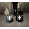 3D Baskı Modern Çizgili Mumluk - Tealight Mumluk (1 Adet)-Gri