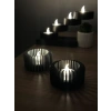 3D Baskı Modern Çizgili Mumluk - Tealight Mumluk (1 Adet)-Gri