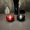 3D Baskı Modern Çizgili Mumluk - Tealight Mumluk (1 Adet)-Kırmızı
