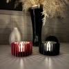 3D Baskı Modern Çizgili Mumluk - Tealight Mumluk (1 Adet)-Kırmızı