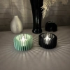 3D Baskı Modern Çizgili Mumluk - Tealight Mumluk (1 Adet)-Mint