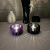 3D Baskı Modern Çizgili Mumluk - Tealight Mumluk (1 Adet)-Mor