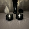 3D Baskı Modern Çizgili Mumluk - Tealight Mumluk (1 Adet)-Siyah