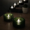 3D Baskı Modern Çizgili Mumluk - Tealight Mumluk (1 Adet)-Yeşil