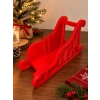 3D Baskı Noel Kızağı Formlu Yılbaşı Peçetelik Dekoratif Yeni Yıl Sofra Peçete Tutucu Kırmızı