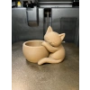 3D Baskı Sarılan Kedi Saksı - Sevimli Dekoratif Saksı - Bej