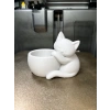 3D Baskı Sarılan Kedi Saksı - Sevimli Dekoratif Saksı - Beyaz