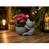 3D Baskı Sarılan Kedi Saksı - Sevimli Dekoratif Saksı - Gri