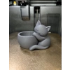 3D Baskı Sarılan Kedi Saksı - Sevimli Dekoratif Saksı - Gri