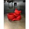 3D Baskı Sarılan Kedi Saksı - Sevimli Dekoratif Saksı - Kırmızı