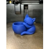 3D Baskı Sarılan Kedi Saksı - Sevimli Dekoratif Saksı - Mavi