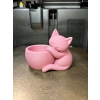 3D Baskı Sarılan Kedi Saksı - Sevimli Dekoratif Saksı - Pembe