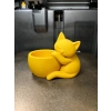 3D Baskı Sarılan Kedi Saksı - Sevimli Dekoratif Saksı - Sarı