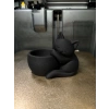 3D Baskı Sarılan Kedi Saksı - Sevimli Dekoratif Saksı - Siyah