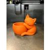 3D Baskı Sarılan Kedi Saksı - Sevimli Dekoratif Saksı - Turuncu