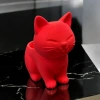 3D Baskı Sevimli Kedi Saksı - Figürlü Sukulent Saksısı-Kırmızı