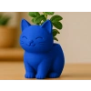 3D Baskı Sevimli Kedi Saksı - Figürlü Sukulent Saksısı-Mavi