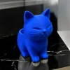 3D Baskı Sevimli Kedi Saksı - Figürlü Sukulent Saksısı-Mavi