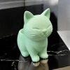 3D Baskı Sevimli Kedi Saksı - Figürlü Sukulent Saksısı-Mint
