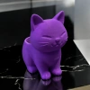 3D Baskı Sevimli Kedi Saksı - Figürlü Sukulent Saksısı-Mor