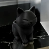 3D Baskı Sevimli Kedi Saksı - Figürlü Sukulent Saksısı-Siyah