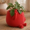 3D Baskı Smiley Face Planter - Gülümseyen Karakterli Saksı-Kırmızı