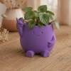 3D Baskı Smiley Face Planter - Gülümseyen Karakterli Saksı-Mor