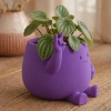 3D Baskı Smiley Face Planter - Gülümseyen Karakterli Saksı-Mor