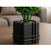 3D Baskı Square Planter - Izgara Desenli Küp Saksı-Siyah