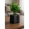 3D Baskı Square Planter - Izgara Desenli Küp Saksı-Siyah