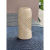 3D Baskı Vector Vazo - Geometrik Çizgili Dekoratif Vazo-Bej