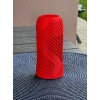 3D Baskı Vector Vazo - Geometrik Çizgili Dekoratif Vazo-Kırmızı