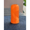 3D Baskı Vector Vazo - Geometrik Çizgili Dekoratif Vazo-Turuncu