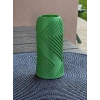 3D Baskı Vector Vazo - Geometrik Çizgili Dekoratif Vazo-Yeşil