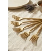 6lı Lüks Gold Paslanmaz Çelik Yemek Çatalı Seti (21 cm)