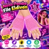 80’ler 90’lar Retro Neon Pembe File Parmaksız Kısa Eldiven 11 cm
